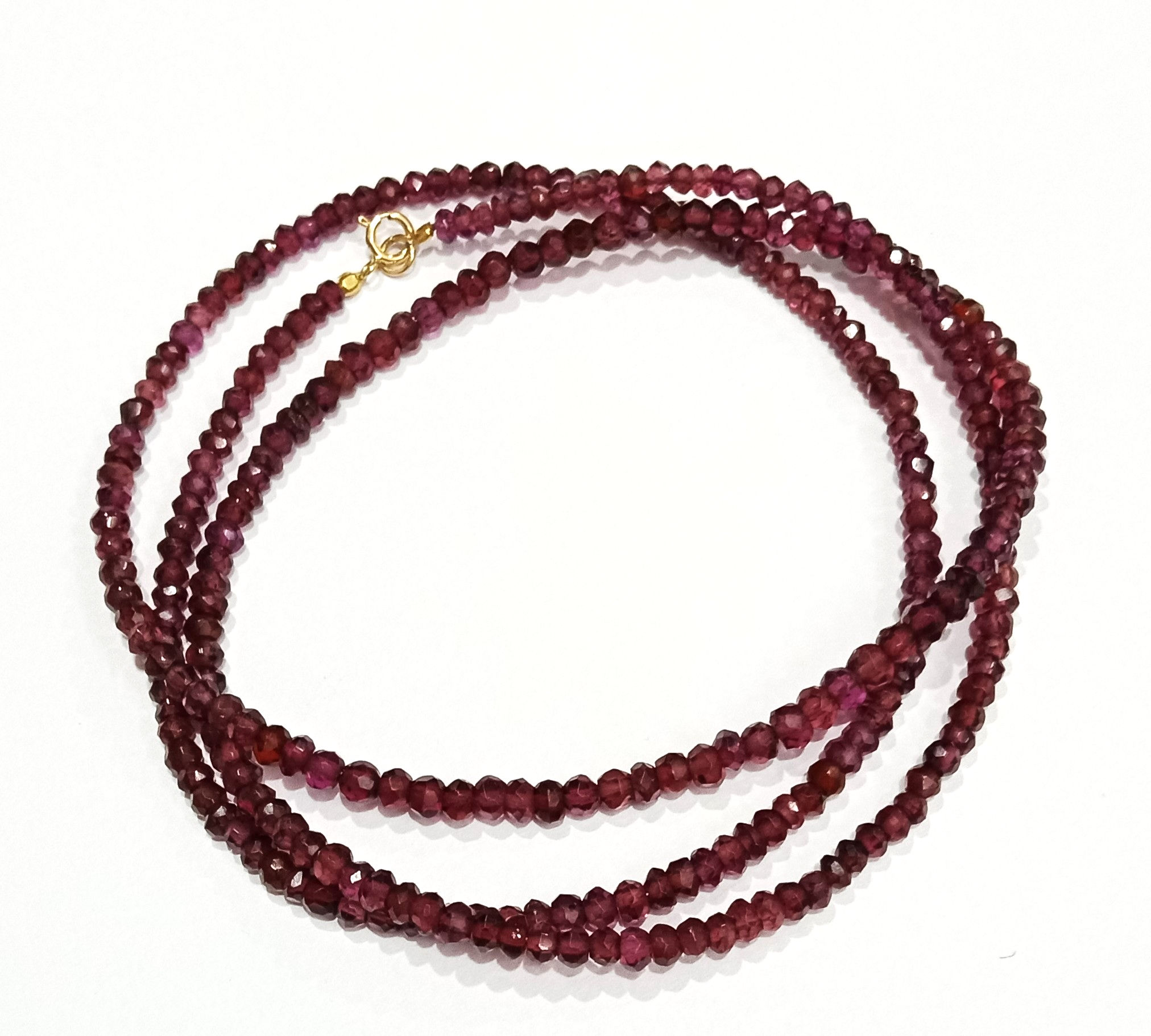 Natural Garnet Faceted beads 26'in Necklace with 14 Karat