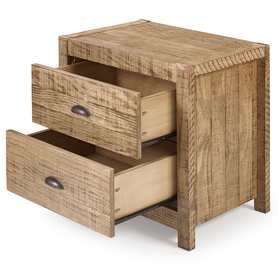 Thumbnail: Denver Walnut Bedside Table, 2 Drawer Solid Pine Nightstand with Dark Cup Handle