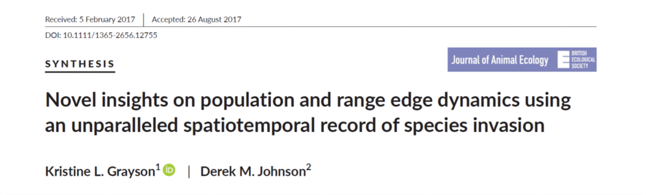 Pubication by Grayson & Johnson. Journal of Animal Ecology, 2017