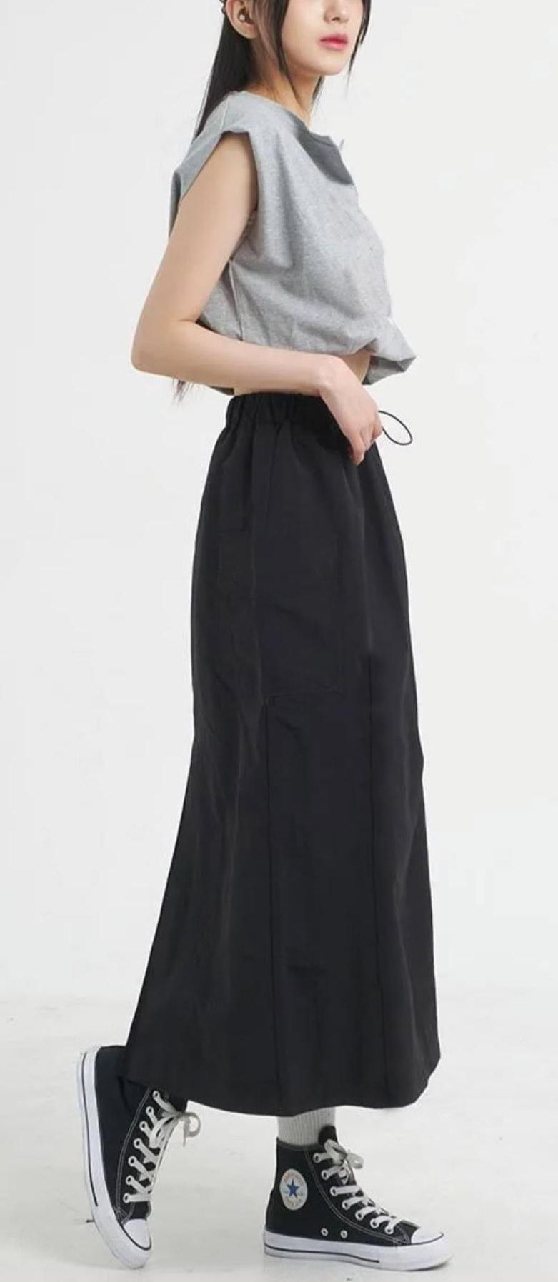 Thumbnail: BC Maxi Elastic Drawstring A-Line Skirt