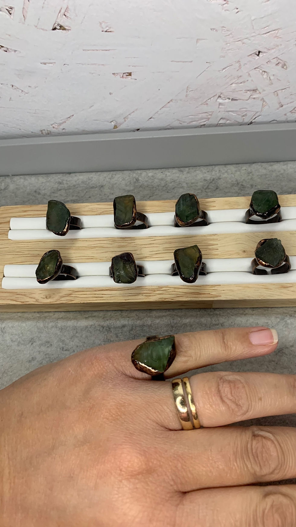 Thumbnail: Fluorite Bronzed Adjustable Ring