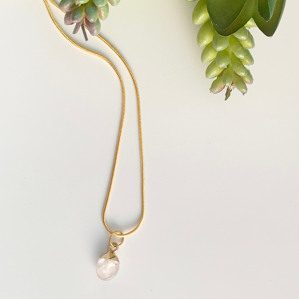 Thumbnail: Small Faceted Clear Quartz Electroplated Necklace