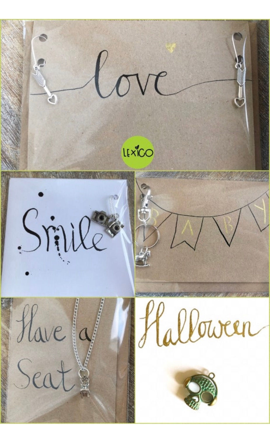 Thumbnail: Calligraphy card; handmade card; jewellery gift card