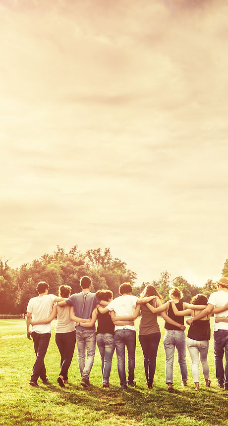 Rear view of group of Teenage Friends wa