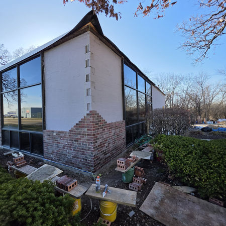 brick wall rebuilding in progress