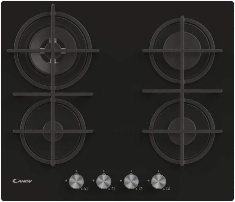 Candy CVG6BR4WPB 60 cm 4‑Zone Glass Gas Hob
