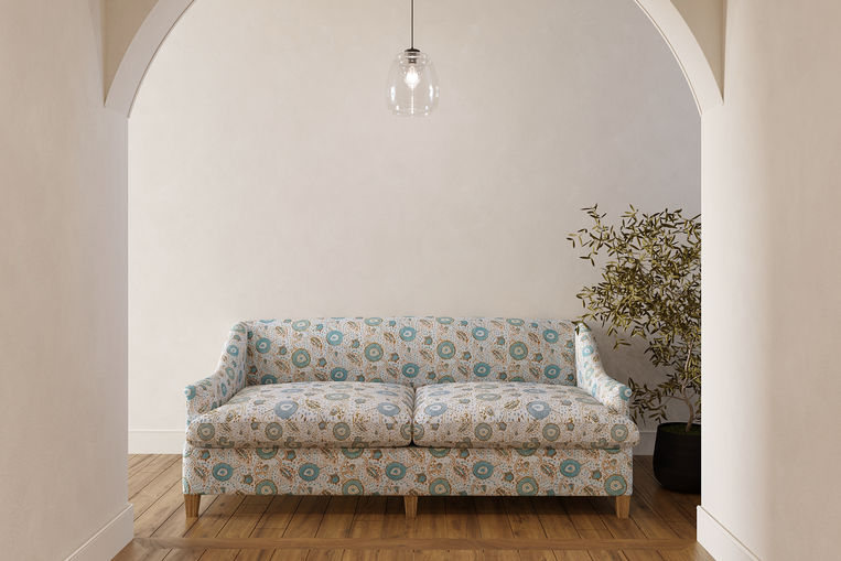 Handmade Planted sofa in an arched living room interior