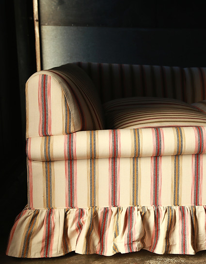 Bespoke corner sofa with frill detail