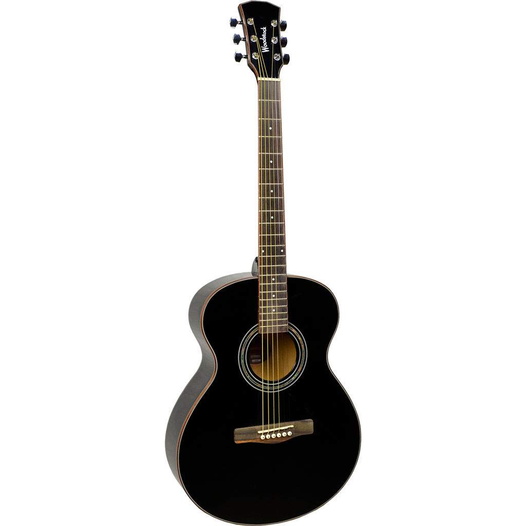 WOODSTOCK 40" SOLID TOP BLACK FOLK GTAR.