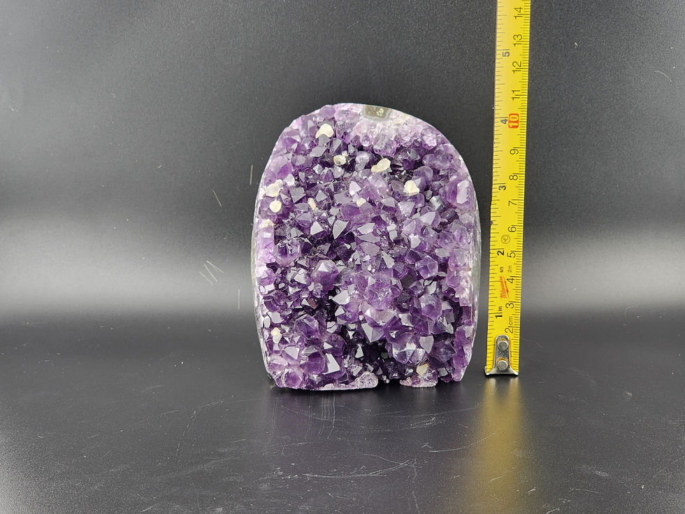 Thumbnail: 4.5" Tall Amethyst with Calcite blooms and a Flat Base