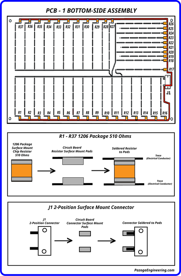 LED FLAG PCB BOTTOM SIDE LAYOUT