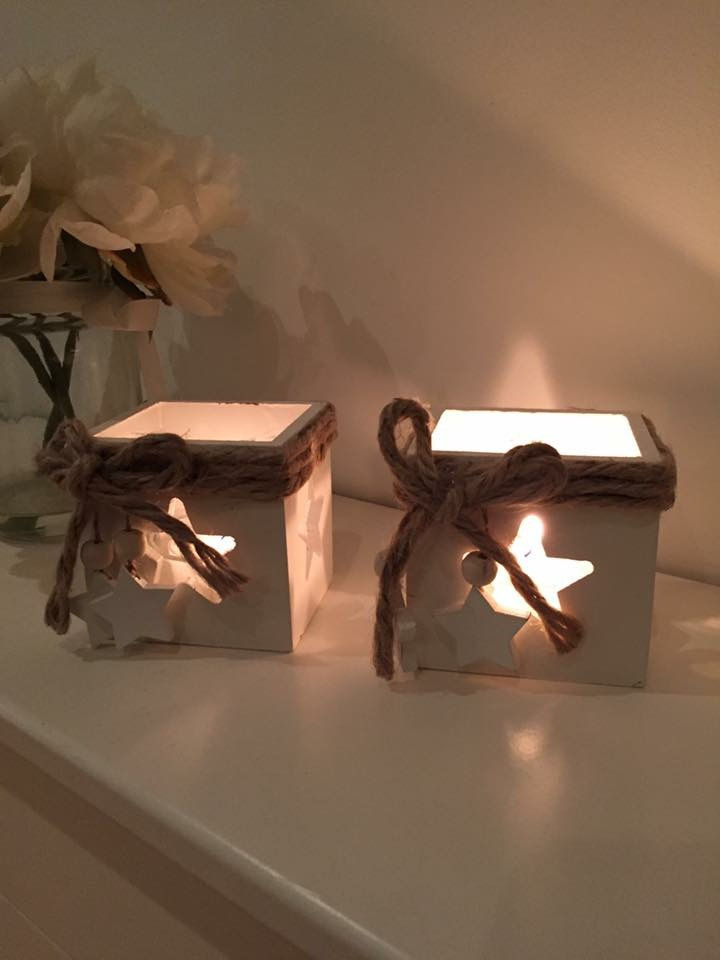 Thumbnail: Wooden Cream T-Light Holder