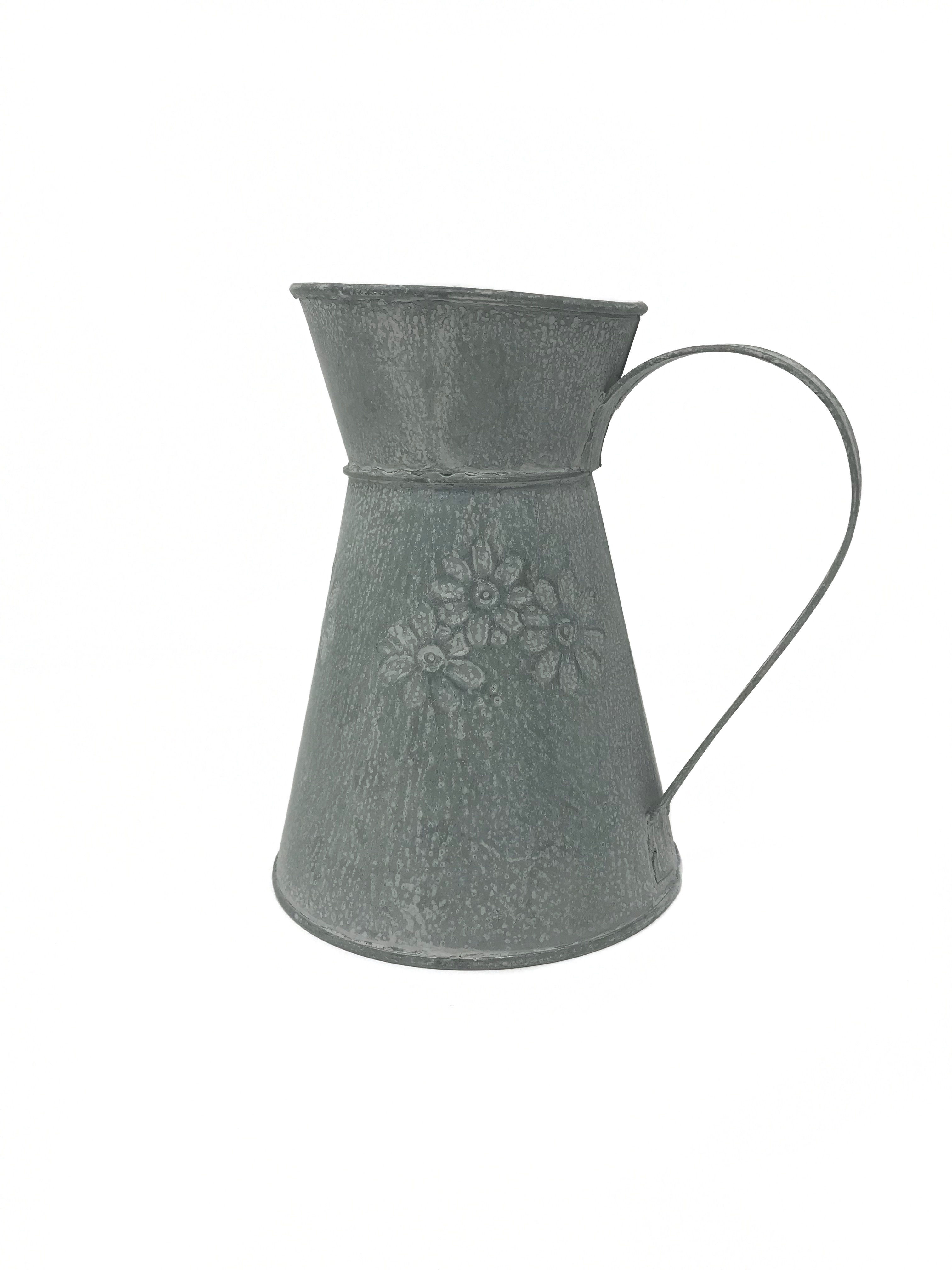Floral Aged Zinc Jug