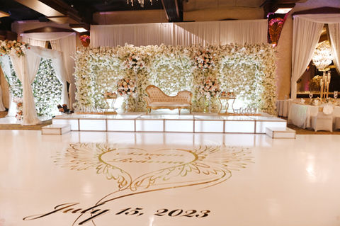 White Dance Floor/Wedding Backdrop by Feriani Floral