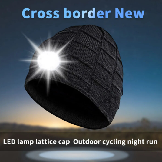 Thumbnail: Knitted Cross Border LED Beanie - Perfect for Travel and Camping