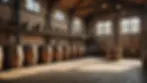 Eye-level view of a rustic distillery building