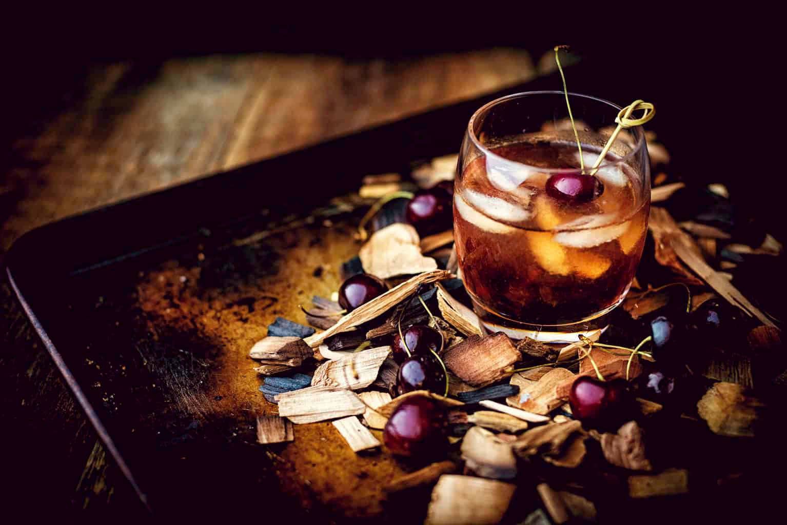 CherryFlavored Smoked Old Fashioned Cocktail