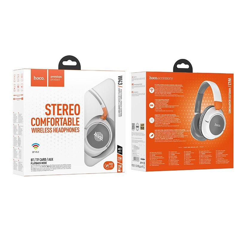Μικρογραφία: Hoco - Wireless Headphones (W43) - Bluetooth V5.2, Jack 3.5mm, TF Card - White