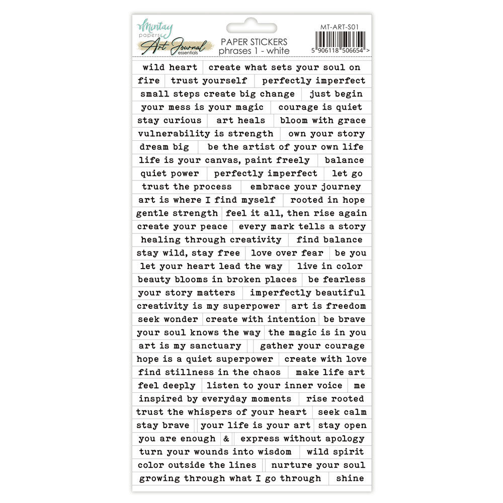 Mintay Papers - 6 x 12 Art Journal Paper Stickers - Phrases 1 - White
