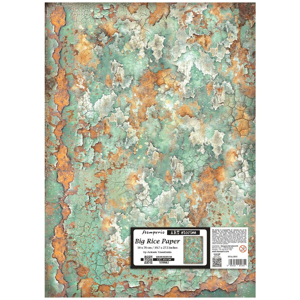 Stamperia 50x70cm Big Rice paper - Gardens of Time - Rusty Patina