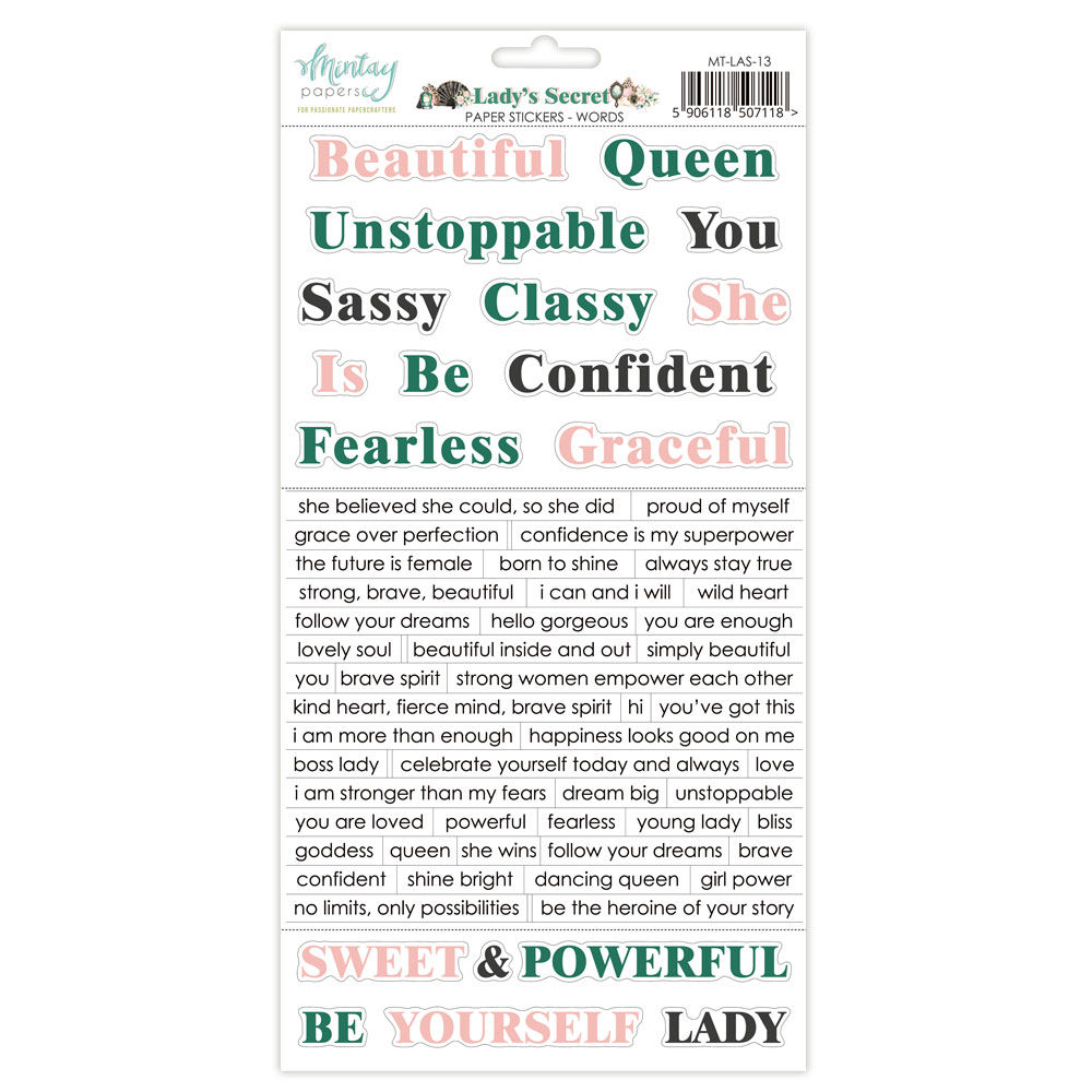 Mintay Papers - Lady's Secret 6x12 Paper Stickers - Words
