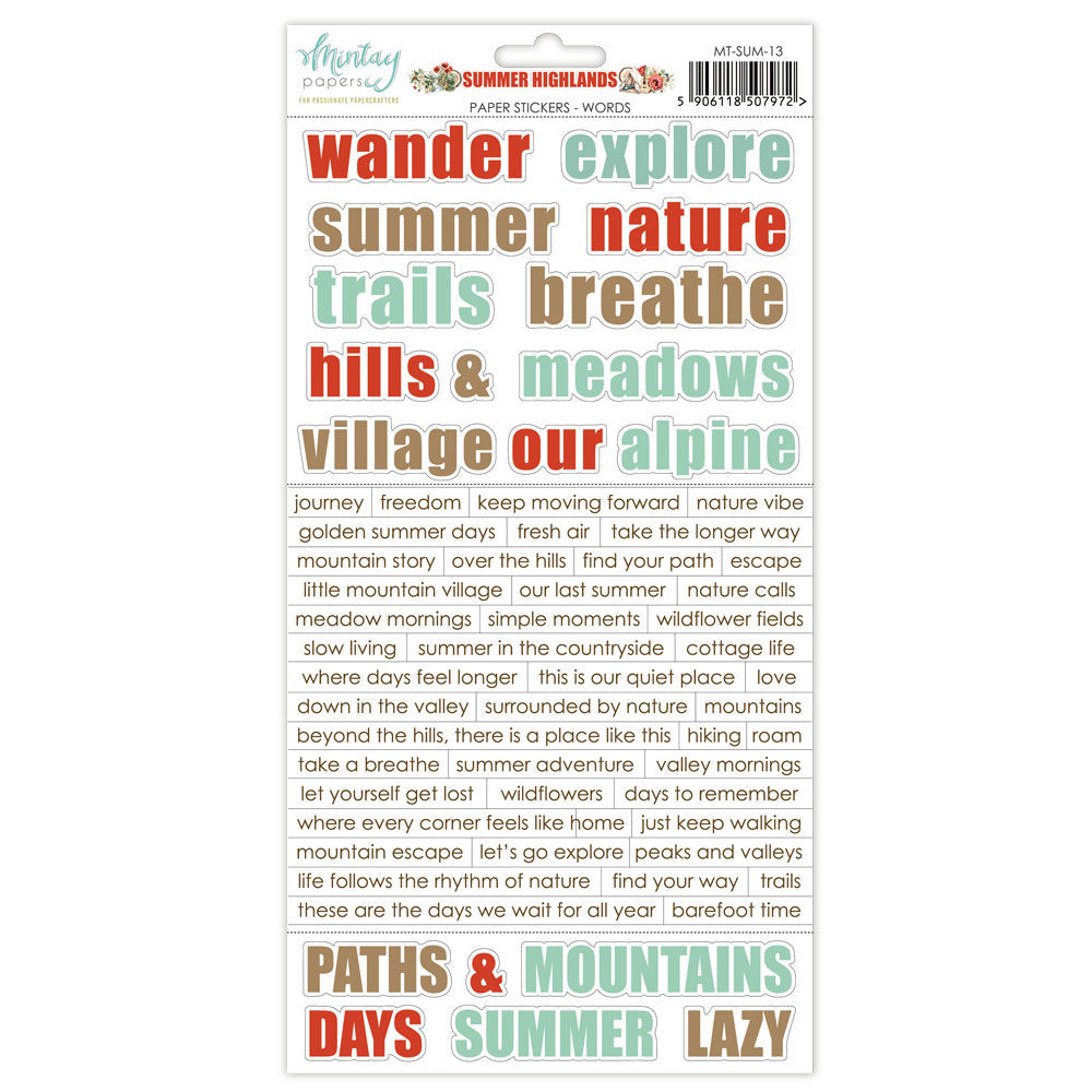 Mintay Papers - Summer Highlands 6x12 Paper Stickers - Words