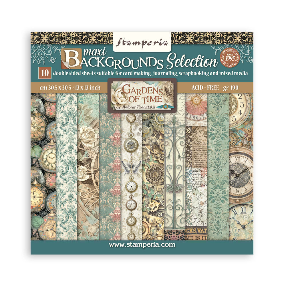 Stamperia 12x12 Scrapbook Papers - Gardens of Time Backgrounds