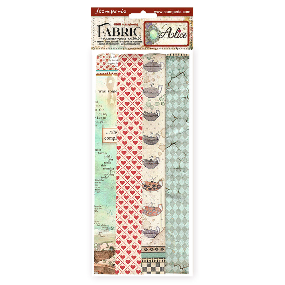 Stamperia Pack 4 Sheets Fabric 30 x 30 cm Alice