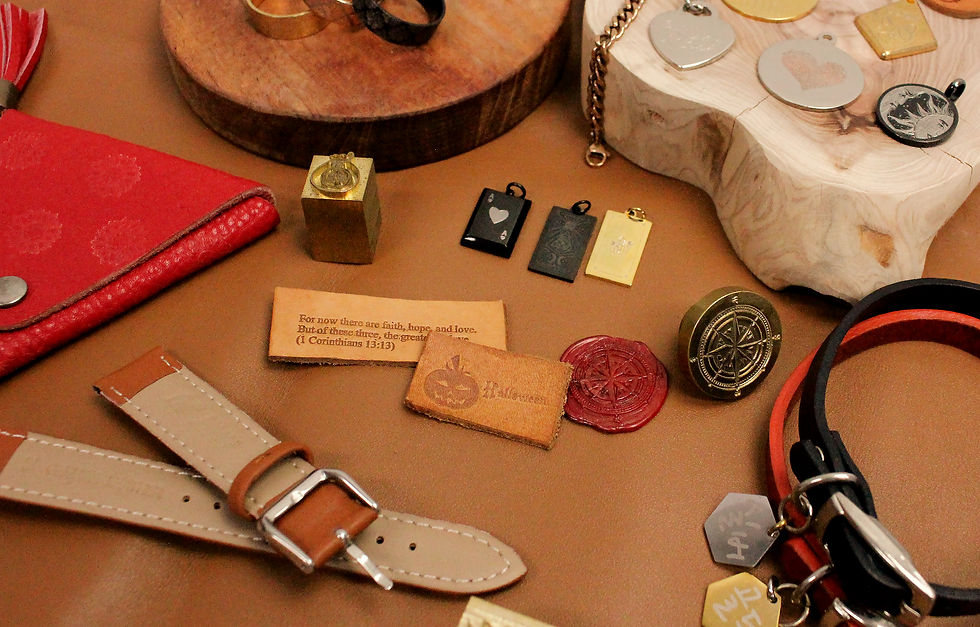 Various type of accessories engraving