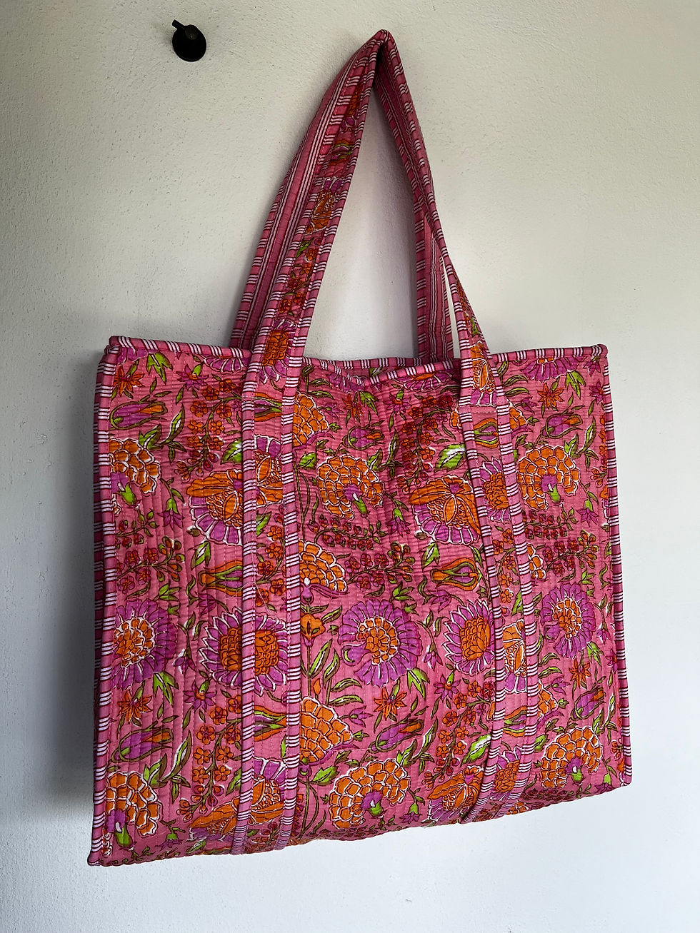 Thumbnail: Tote bag ‘Happy flower’- roze/oranje