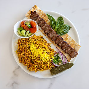 loubia polo with beef koobideh