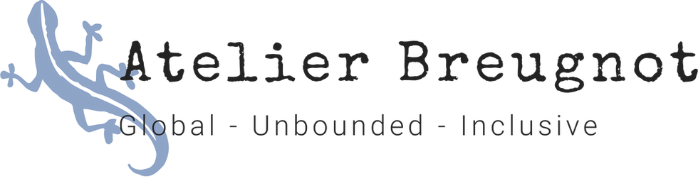 The Atelier Breugnot logo with our brand values and a gecko