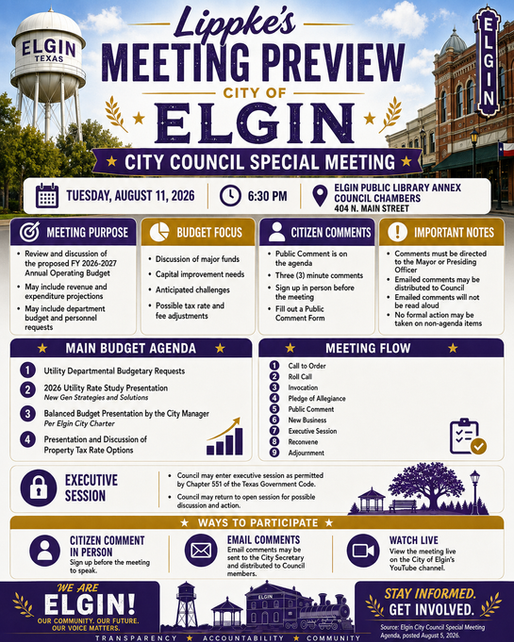 August 11, 2026 Budget Workshop Meeting