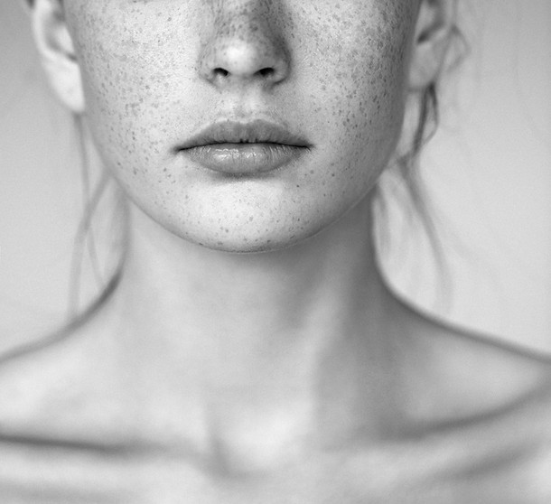 Black and White Portrait of Woman with F