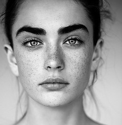 Black and White Portrait of Woman with F
