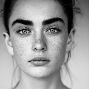 Black and White Portrait of Woman with F