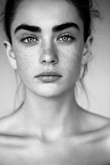 Black and White Portrait of Woman with F