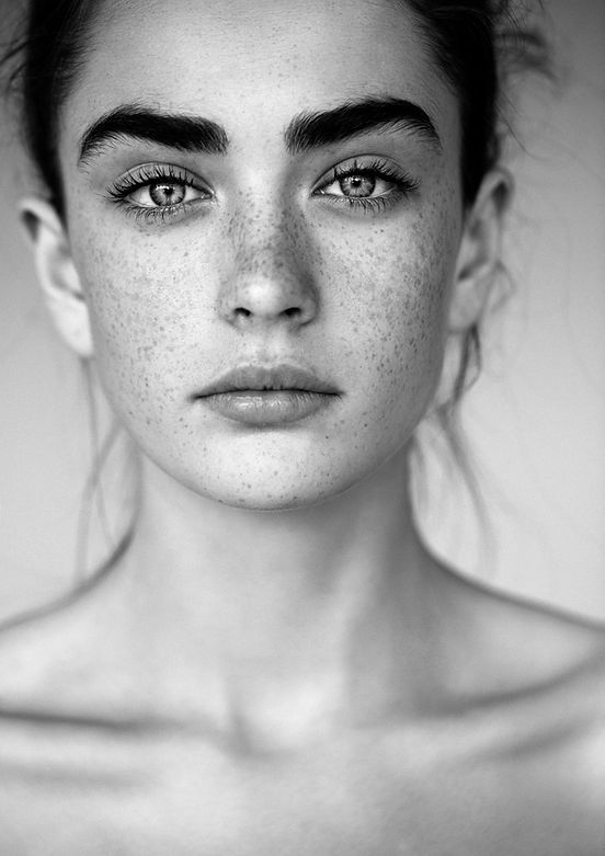 Black and White Portrait of Woman with F