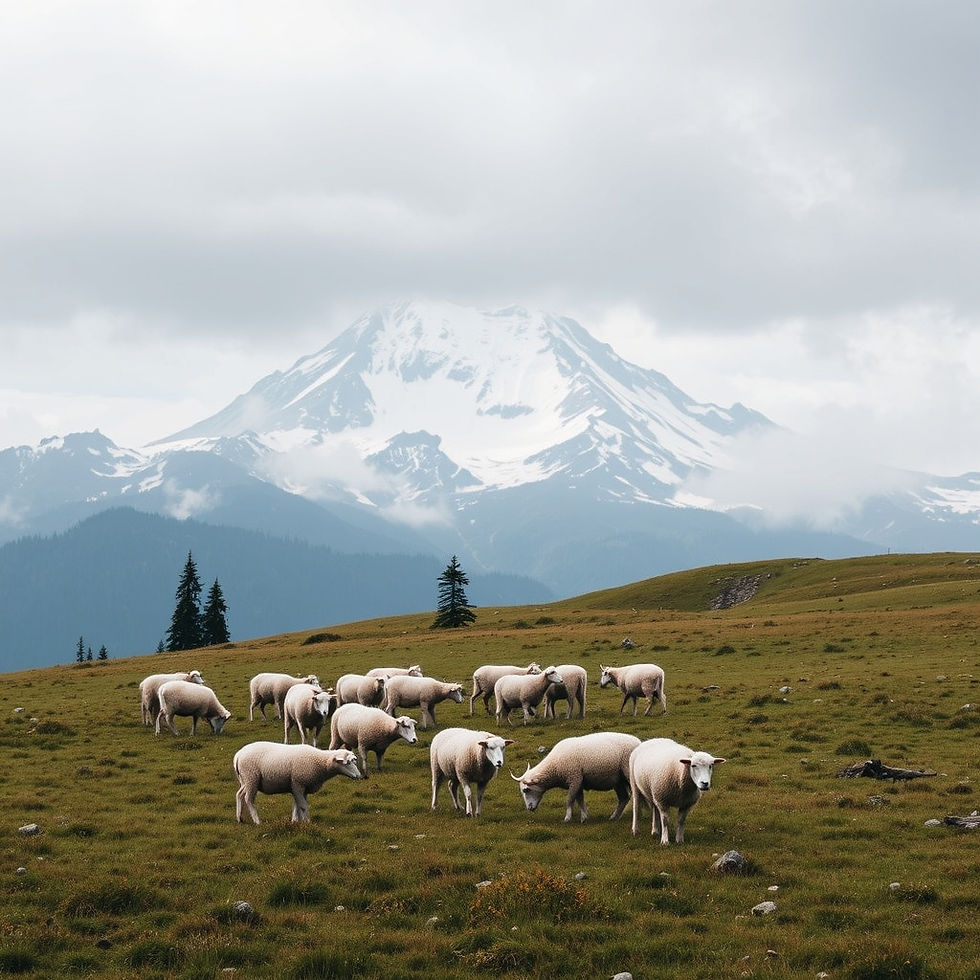 sheep near mount rainier