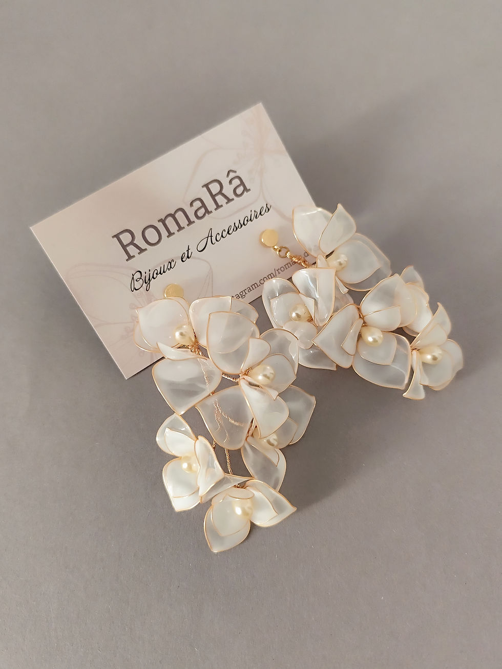 Miniature : Bougainvillier boucles d'oreilles xxl faites main pour mariée