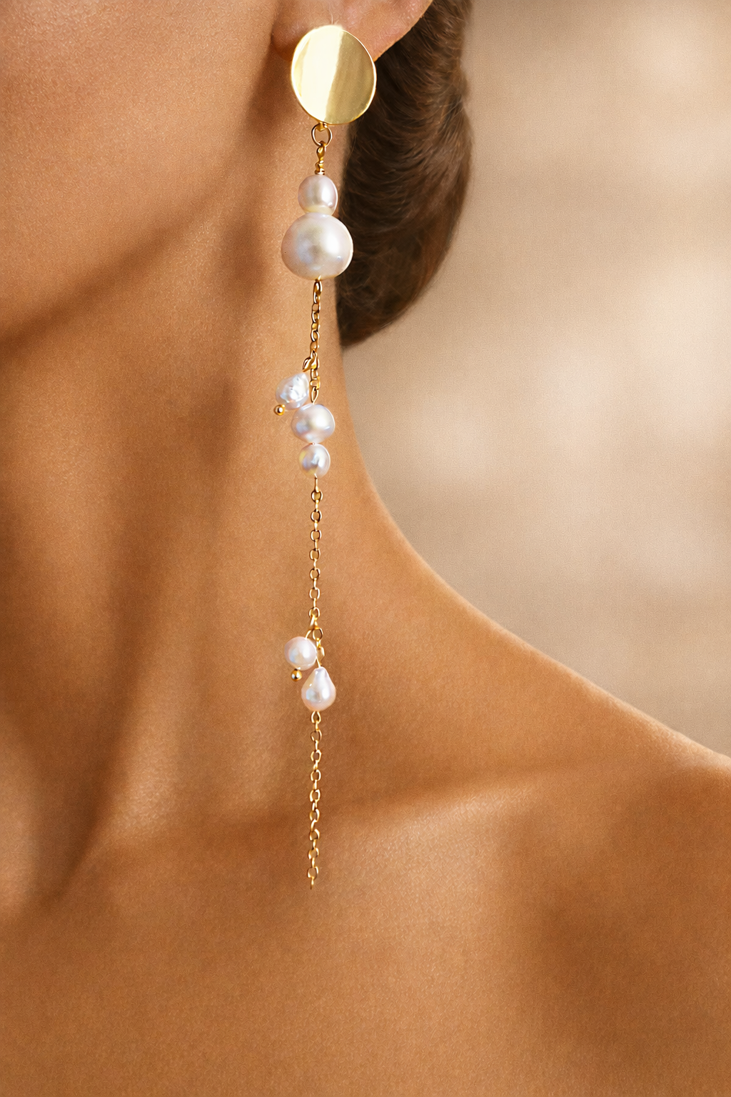 Angels drops boucles d'oreilles de mariée en perles blanches naturelles