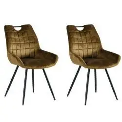 Lot de 2 chaises recouvrement tissu 100% polyester pieds fer laqué noir