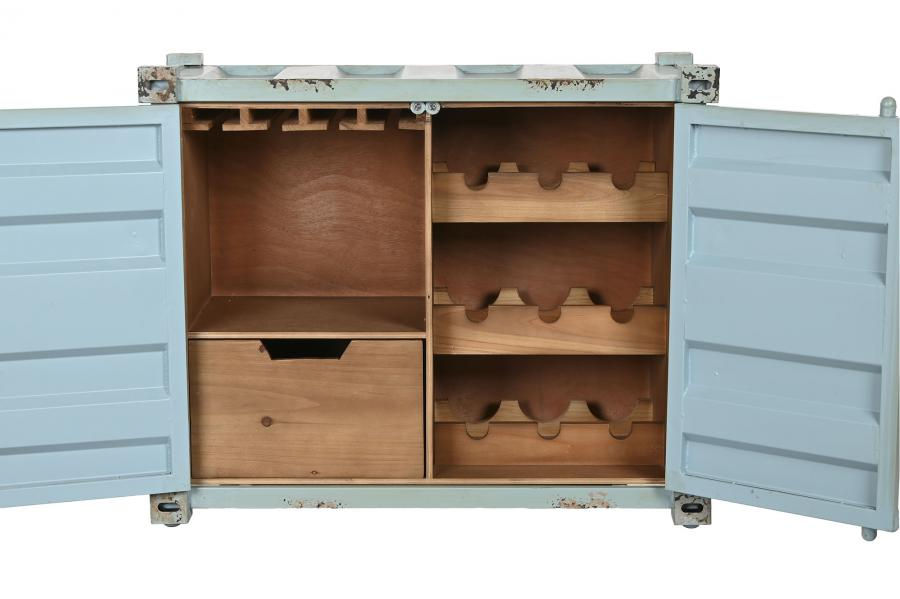 Miniature : Meuble PORTE BOUTEILLES MÉTAL MDF 77X37X64 BLEU CIEL