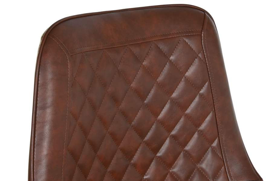 Miniature : Tabouret Haut Métal et Simili Marron Foncé