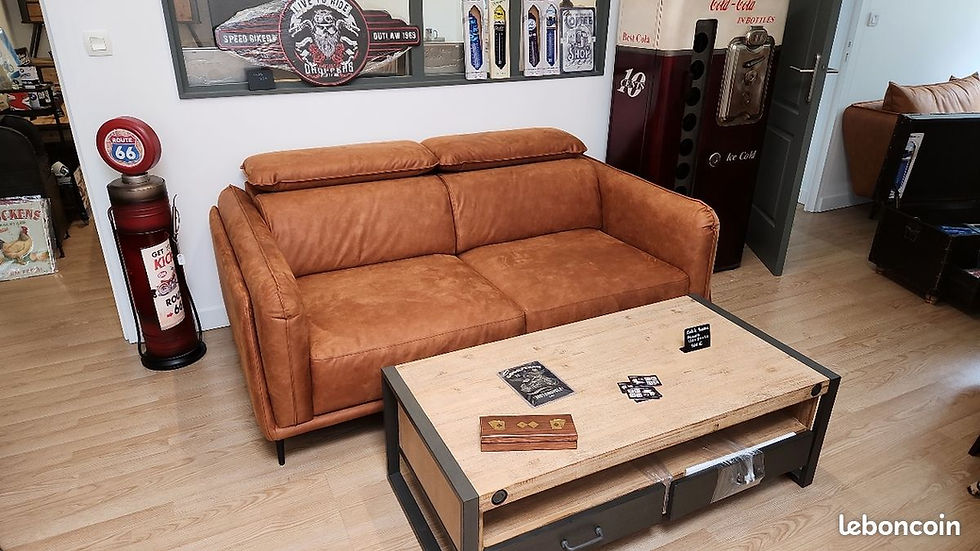 Miniature : Canapé 3 Places en Cuir avec Têtières Réglables