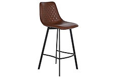 Tabouret Haut Métal et Simili Marron Foncé
