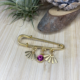 Broche « Soleil rose » - Doré