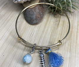 Bracelet fin 3 éléments Bleu - Doré