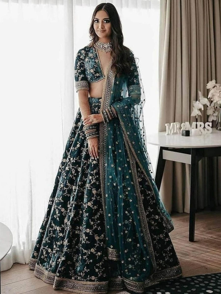 Velvet Embroidered Lehenga Choli