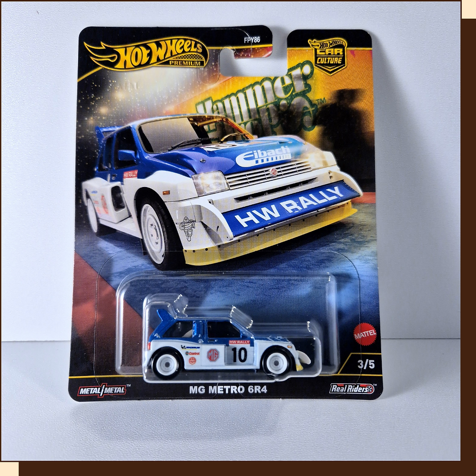 Thumbnail: Hot Wheels rally car, 'HW Rally', model details, Rockin- Railer #171/250 uit 2023.